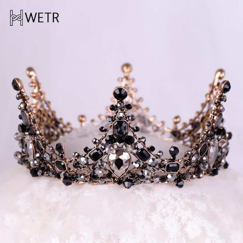 Vintage Black Crowns Crystal Rhinestone Tiara Quee..